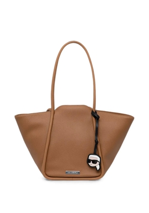 Karl Lagerfeld logo-plaque pebbled-effect tote bag - Brown