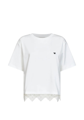 Weekend Max Mara lace-trim butterfly-embroidered T-shirt - White