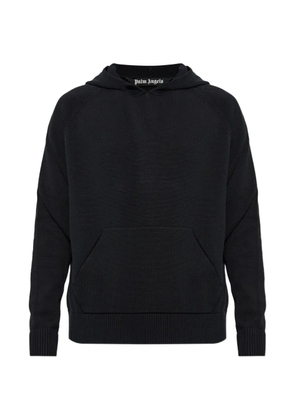 Palm Angels logo-print knitted cotton hoodie - Black
