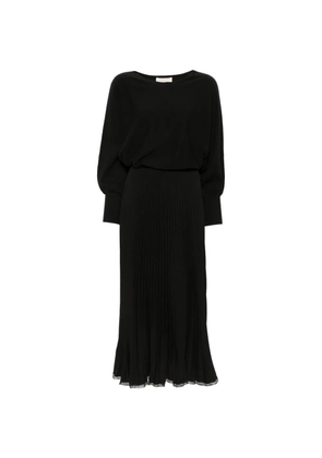 TWINSET pleated lace-trim midi dress - Black