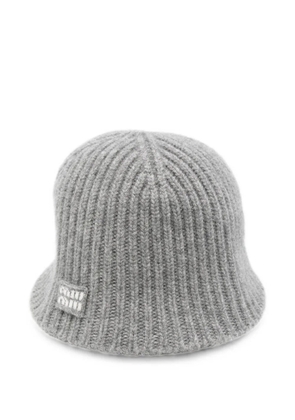Miu Miu logo-patch ribbed bucket hat - Grey