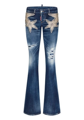 DSQUARED2 crystal-embellished star-appliqué jeans - Blue
