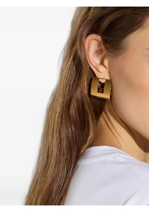 Elisabetta Franchi curved earrings with logo - Gold