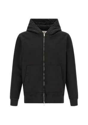 Riviera brushed cotton-zip hoodie - Black