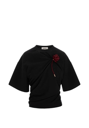 Seen Users Suspended Rose asymmetrical T-shirt - Black