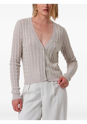 FRACOMINA sequin-embellished cable-knit cardigan - Neutrals