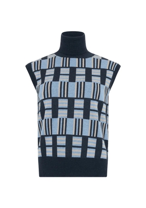 Moorer geometric-pattern sleeveless jumper - Blue