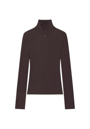 Courrèges logo-patch roll-neck top - Red