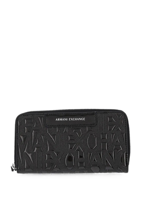 Armani Exchange logo-embossed zip-around wallet - Black