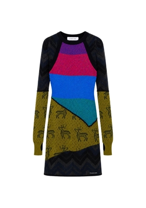 Marine Serre patchwork intarsia-knit mini dress - Black