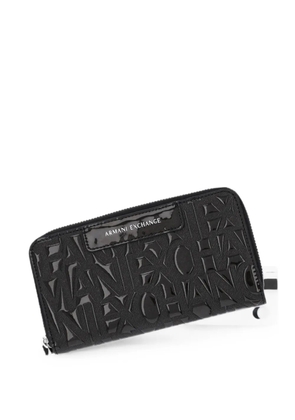 Armani Exchange logo-embossed zip-around wallet - Black