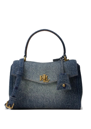 Lauren Ralph Lauren small Farrah leather-trim denim tote bag - Blue