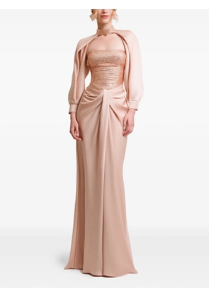 Gemy Maalouf strapless long bolero dress - Neutrals