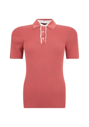 Moorer ribbed-knit short-sleeve polo shirt - Pink