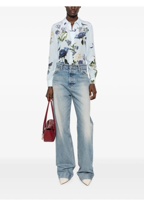 alice + olivia floral-print long-sleeve shirt - Blue