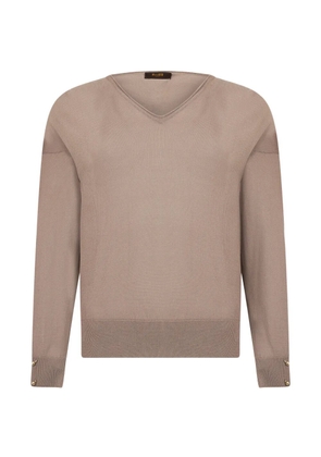 Moorer Renee V-neck button-cuff sweater - Brown