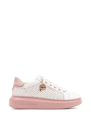Karl Lagerfeld crystal-embellished leather sneakers - White