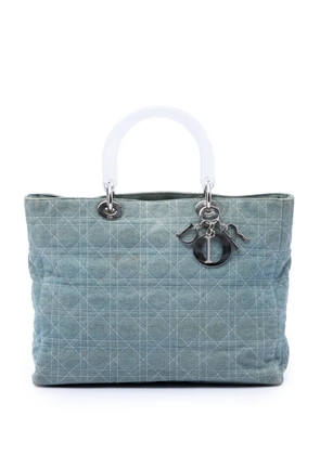 Christian Dior Pre-Owned 1999 Large Denim Cannage Acrylic Handles Lady Dior satchel - Blue