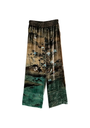 Pierre-Louis Mascia velvet-effect landscape-print trousers - Green
