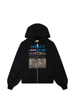 astrum TFU graphic-print zip-up hoodie - Black