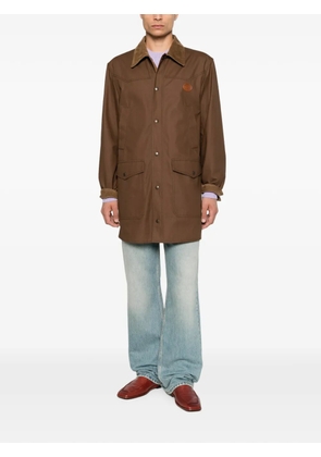 Valentino Garavani corduroy-collar logo-patch coat - Brown