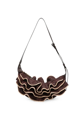ZIMMERMANN Goldentime ruffled raffia shoulder bag - Red
