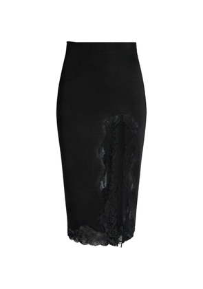 Balmain knit midi skirt with lace - Black
