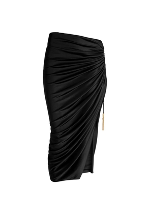 Balmain flowing jersey midi skirt with slit - Black