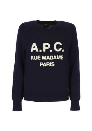 A.P.C. logo-embroidered raglan-sleeve sweater - Blue