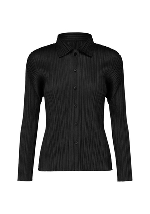 Pleats Please Issey Miyake pleated button-up shirt - Black