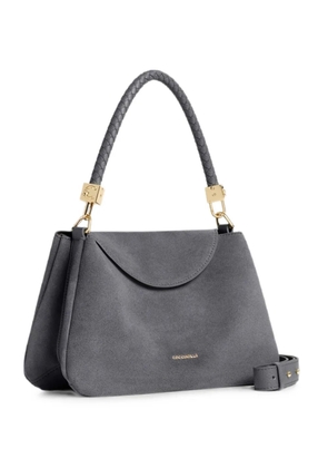 Coccinelle small Tiggy braided-handle suede tote bag - Grey