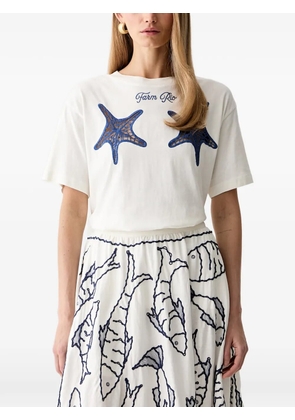 FARM Rio starfish-motif embroidered T-shirt - White