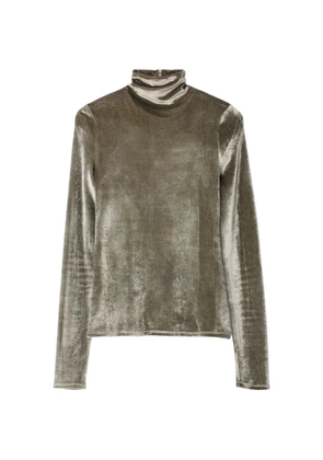 LEMAIRE fitted stand-collar top in velvet jersey - Grey