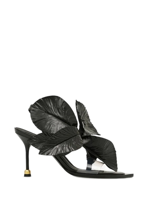 Vanda Novak Daisy leaf-detail sandals - Black