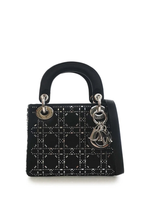 Christian Dior Pre-Owned 2017 Mini Satin Cannage Crystal Embellished Lady Dior satchel - Black