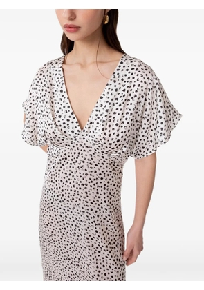 Gaëlle Paris polka-dot V-neck midi dress - White