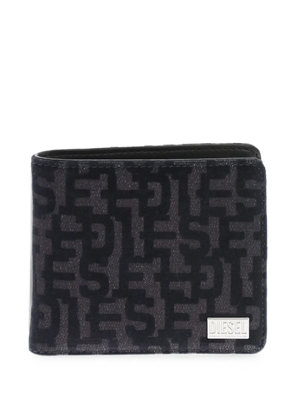 Diesel logo-print bi-fold cotton wallet - Black