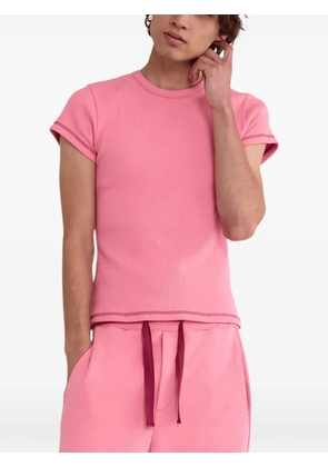 Sanderlak ribbed-knit contrast-stitch T-shirt - Pink