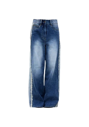 épingler lace-trim wide-leg jeans - Blue