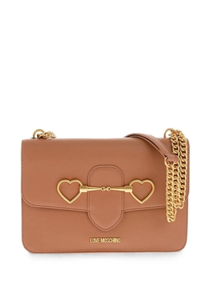 Moschino heart-motif chain-strap shoulder bag - Brown