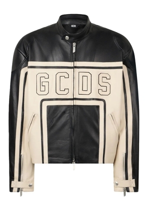 GCDS perforated leather jacket - Black