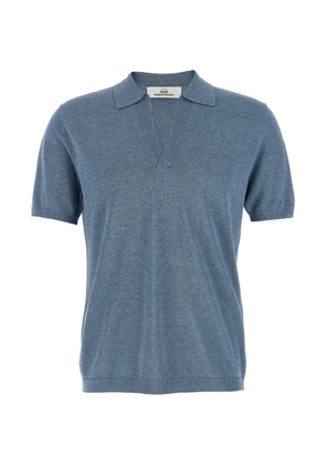 Riviera mélange open-collar polo shirt - Blue