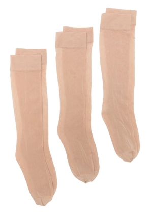 Wolford sheer knee-high socks (pack of three) - Brown