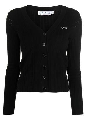 Off-White logo-print knitted cardigan - Black