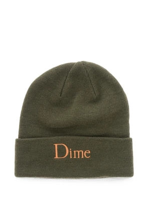 dime embroidered-logo beanie hat - Green