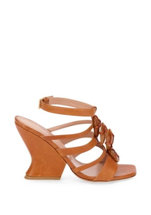 Alberta Ferretti embellished multi-strap wedge sandals - Brown