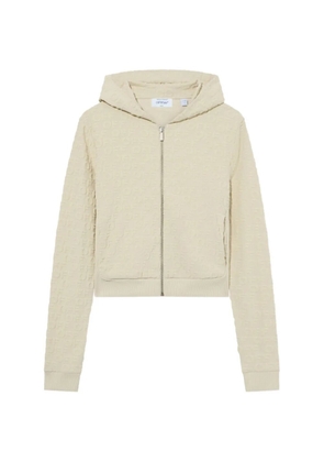 Off-White logo-embossed zip-up hoodie - Neutrals