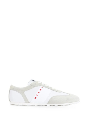 Marni logo-print suede-panel sneakers - White