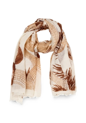 Friendly Hunting graphic-print frayed scarf - White