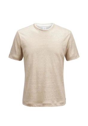 Eleventy layered-neck linen T-shirt - Neutrals